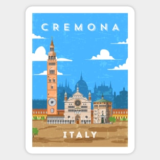 Cremona, Italy. Retro travel minimalist poster Sticker